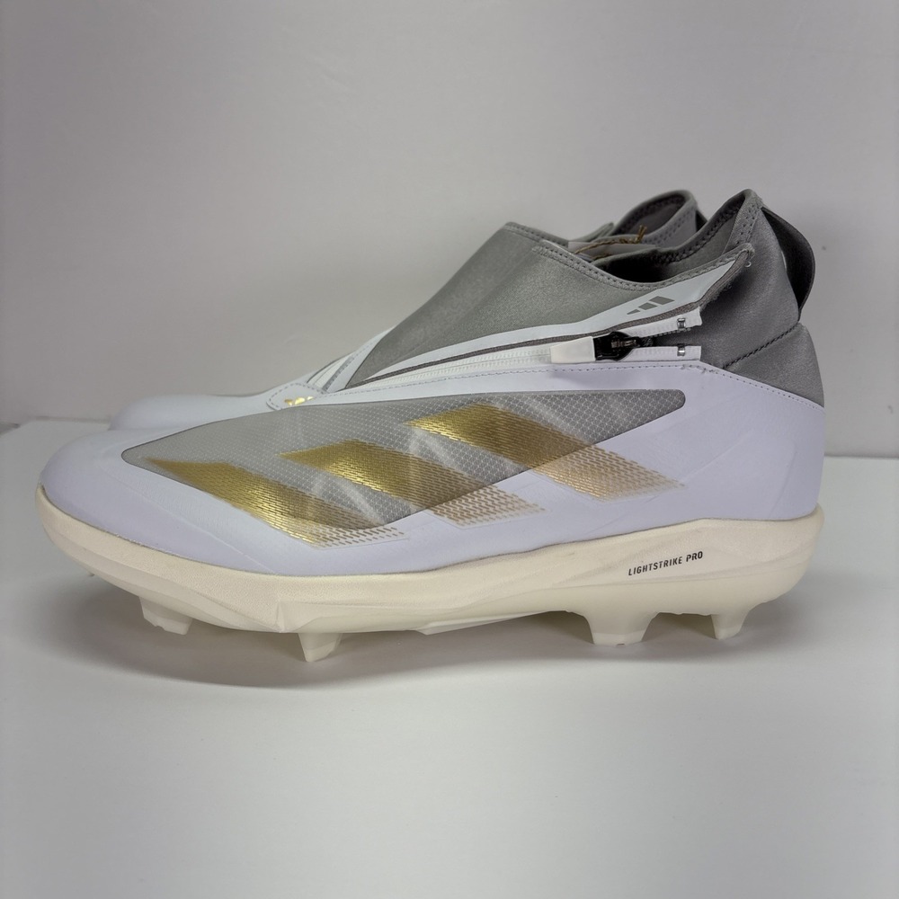 Adidas Adizero Impact+ TPU Men's Baseball Cleats White Gray Gold Size 13